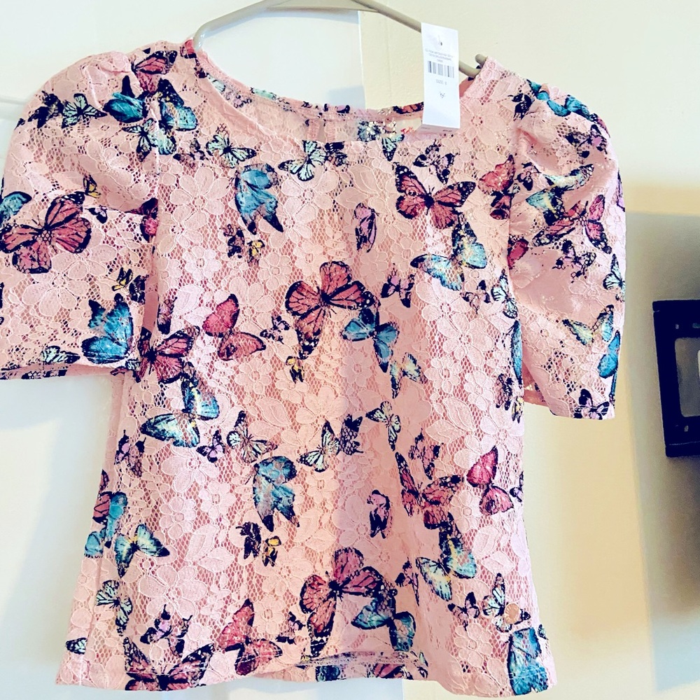 NWT Girls Size 8 Justice lace shirt with built in tank.